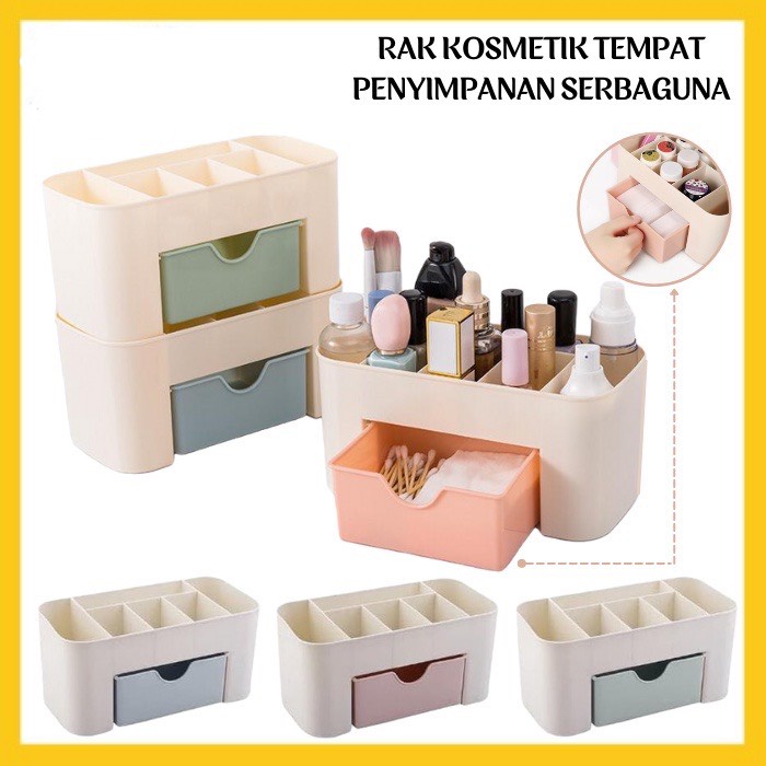 Rak Kosmetik Plastik Kotak Tempat Peyimpanan Alat Make Up ATK Perhiasan Serbaguna Storage Box Organizer With Drawer