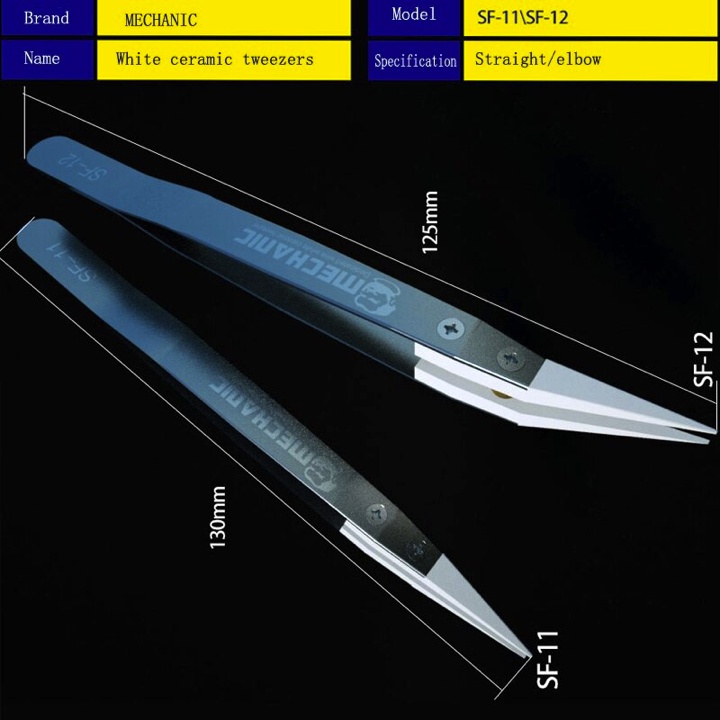 MECHANIC SF-11 / SF-12 white Ceramic tweezers SF New Ceramic Tweezers for Flying Wire Special Repair tweezers