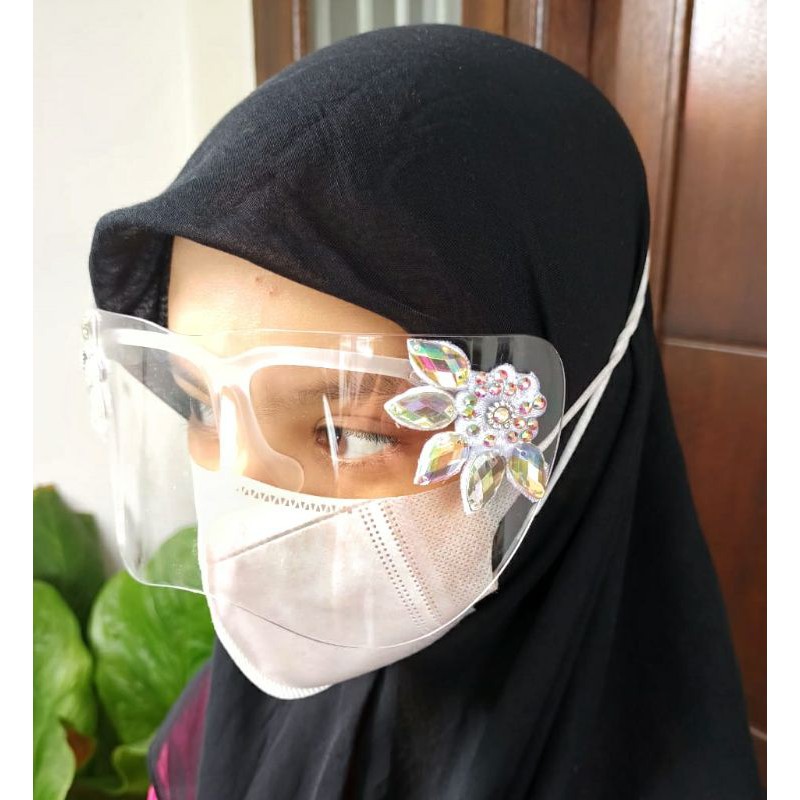 Half Face shield Akad Nikah Pernikahan Kondangan Aurel Artis OVER SIZE Swarovski Setengah Wajah