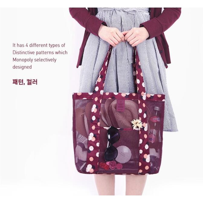 Adda Home - Tas Travel Organizer motif bunga jaring  Isi Pakaian Kosmetik Multifungsi Korea Size Besar