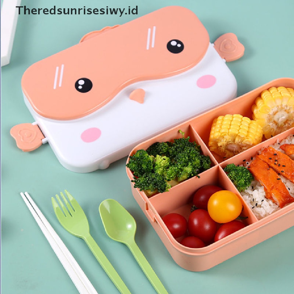 # Alat Rumah Tangga # Kotak Makan Siang Bento Portable Bentuk Persegi Panjang Bahan Plastik Anti Bocor Untuk Anak Sekolah