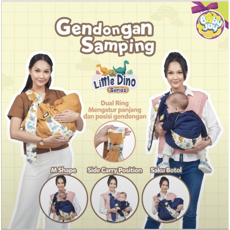 Baby Joy Gendongan Bayi Samping (cocok untuk newborn) + Kantong Botol Susu Little Dino Series - BJG 2020 Kado Kelahiran Giftset Baby