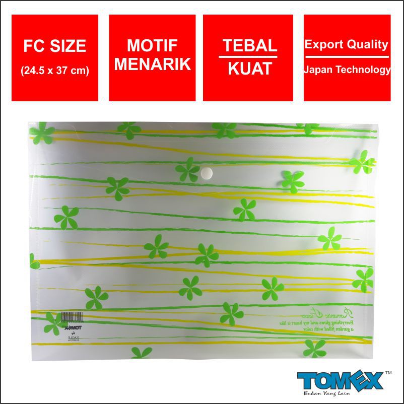 

TOMEX Map Plastik Kancing Smart Pocket Data Bag Horizontal Motif ROMANTIC FLOWER Folio 6 Pcs