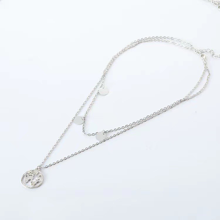 ✿AYN✿ Hanzel Earth Neclace FA108 Kalung 2layer peta bumi wanita