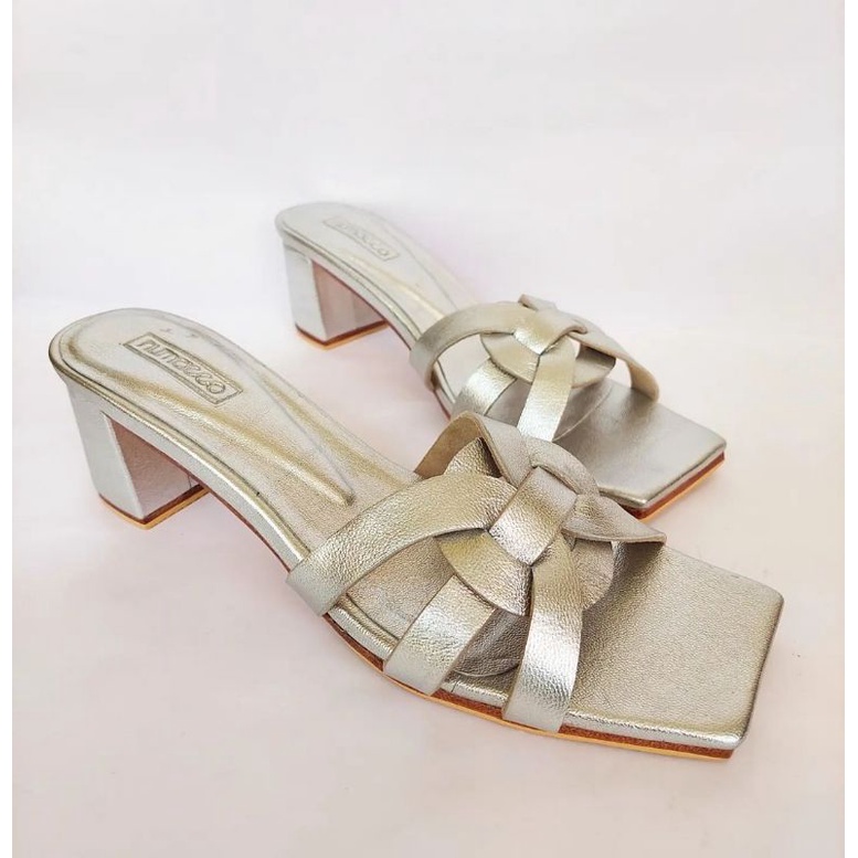 Malaka Silver Sandal Heels 5cm