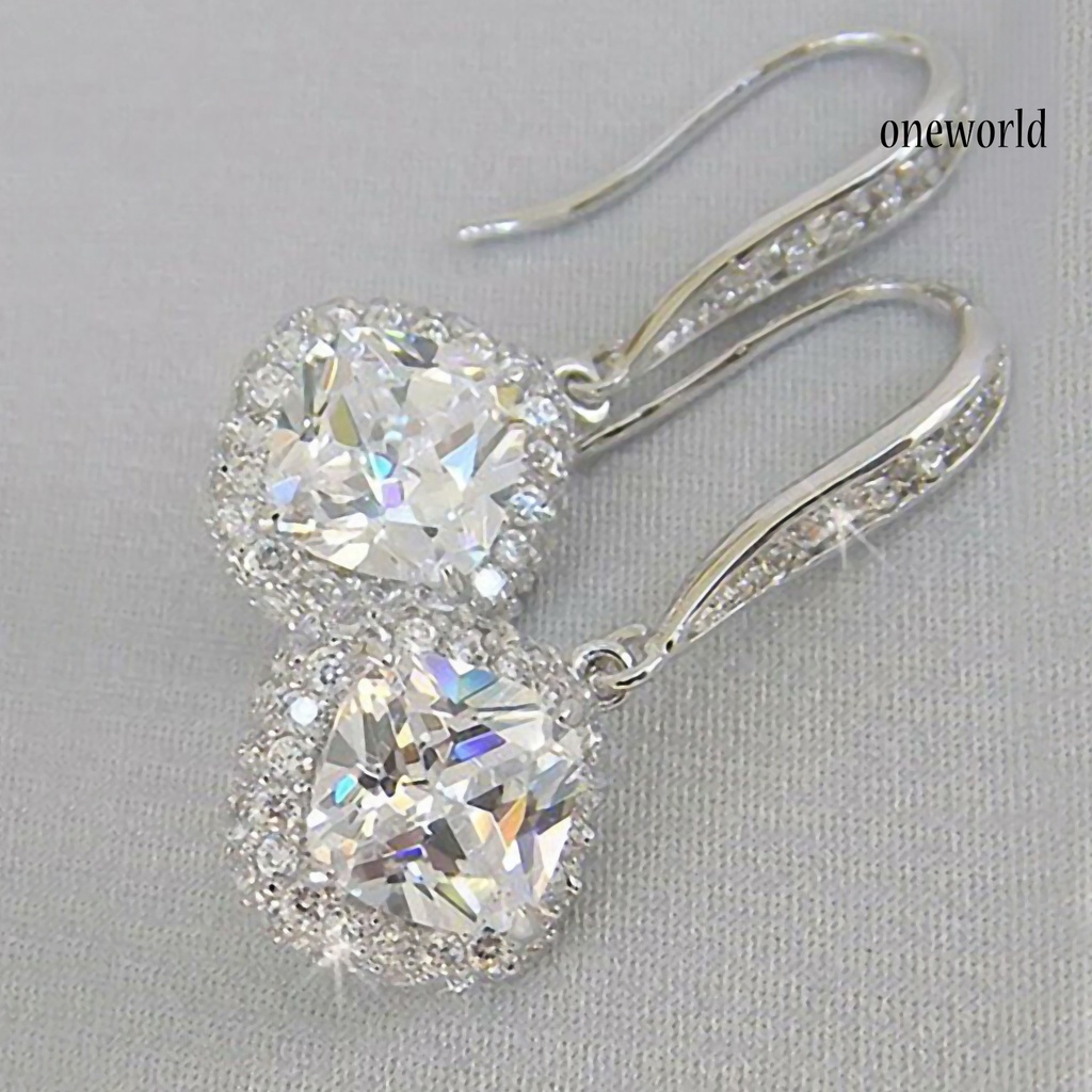 OW# Cubic Zirconia Hanging Drop Dangle Ear Hook Earring Party Jewelry Accessory Gift