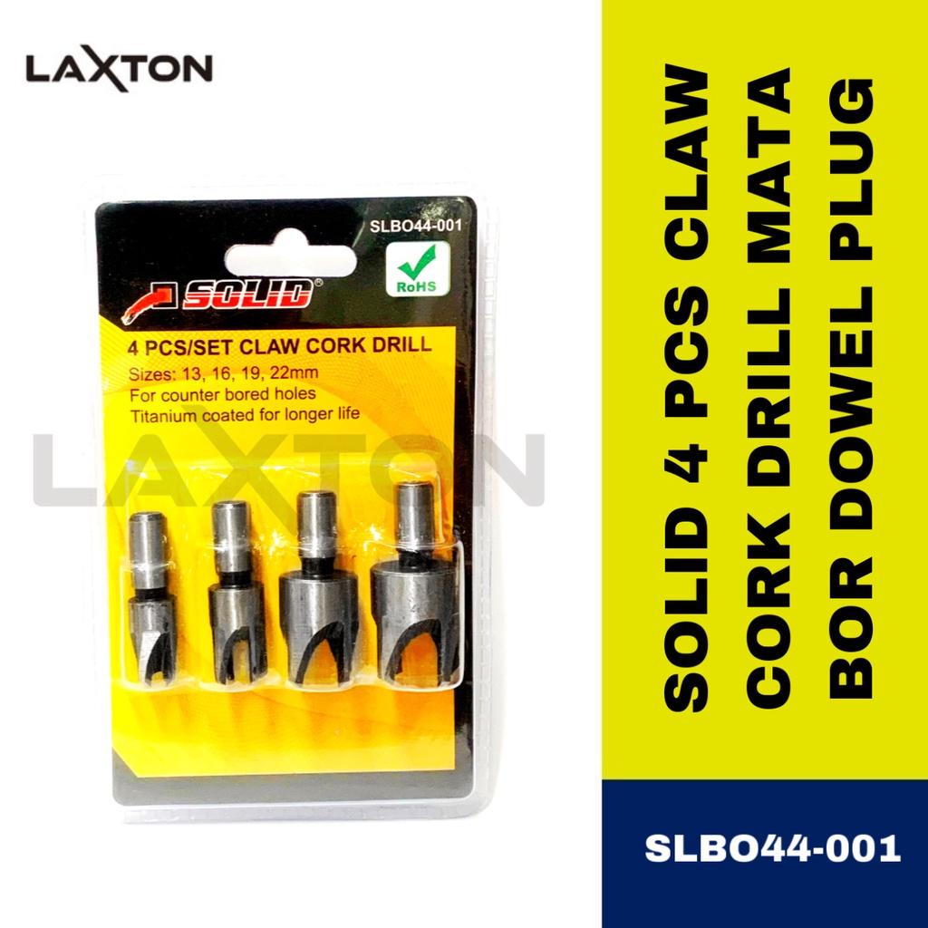 MATA BOR DOWEL SOLID 4PCS CLAW CORK DRILL SET WOOD KAYU SLBO44-001