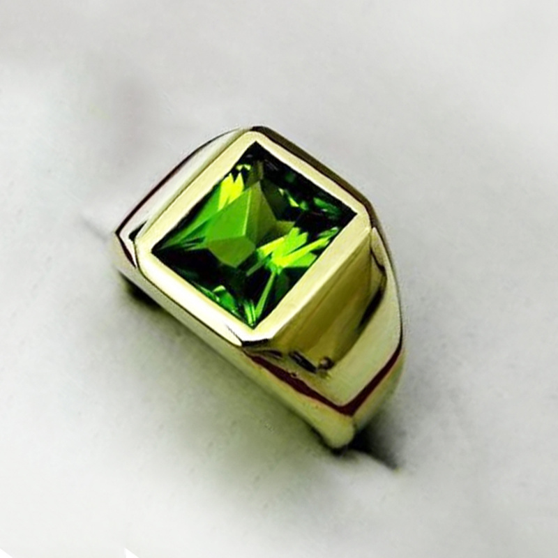 Cincin Stainless Steel Emerald Topaz Emas Berlian Kristal Fashion Pria Wanita Punk Rings