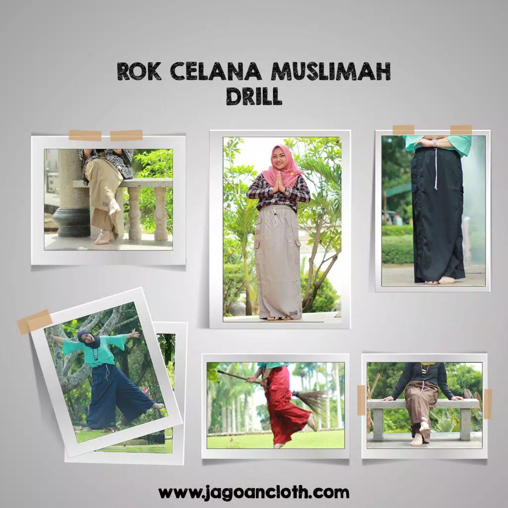 Drill Rok Celana Muslimah Panjang | Rok Celana Out Dorr Wanita Muslimah