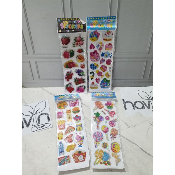 sticker gambar/sticker anak/Stiker Hologram-Makanan