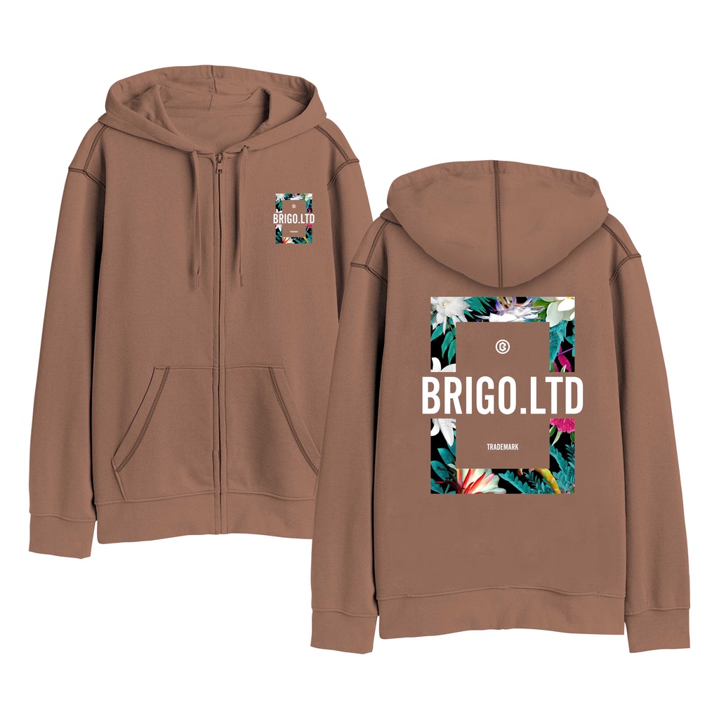 BRIGO Zipper Jumper Hoodie FLOWER II Sweater Hoodie Resleting BRIGO FLOWER Sablon DTF Fleece Cotton II SIZE M-XXL (Pria &amp; Wanita) Free stiker&amp;Gantungan Kunci