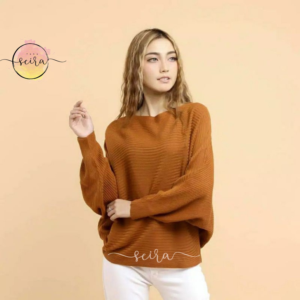 [BISA COD] Batwing Lasperal Blouse Batwing Rajut (Bahan Tebal) / Bluse Baju Rajut Batwing / Atasan Wanita Model Kelelawar / Jumbo Outerwear Blouse / Bluse Batwing / Kalong / Zaneta Batwing / Zaneta Kalong