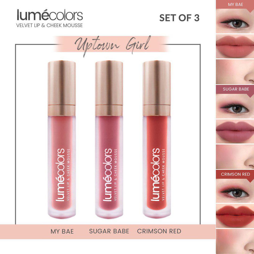 Lipstick Liquid - Lumecolors Velvet Lip & Cheek Mousse Uptown Girl - Set of 3 K31EF16C