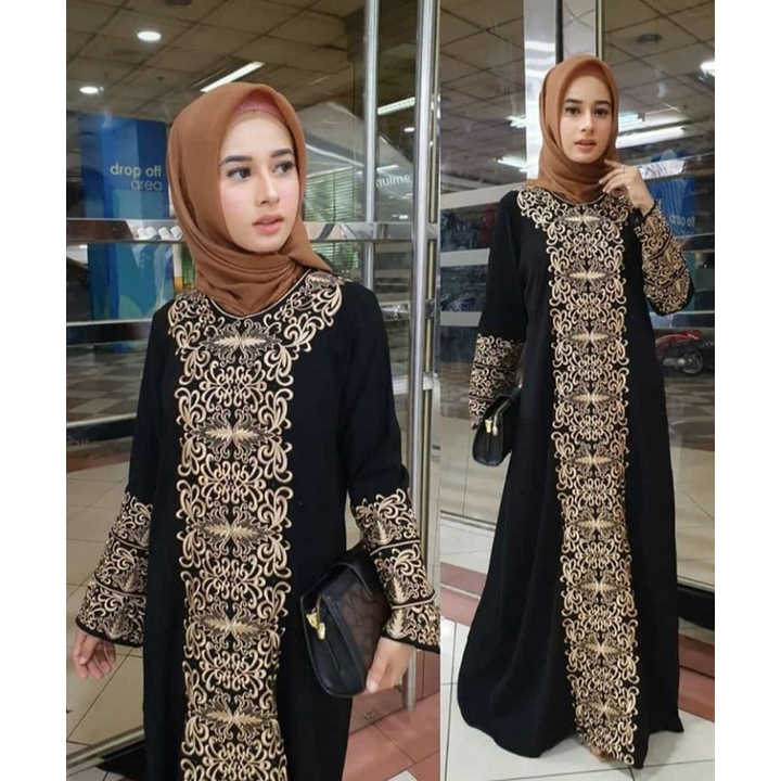 abaya arab terbaru - gamis turkey kekinian hitam tangan balon