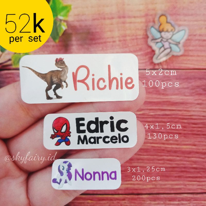 

Stiker Nama / Label Nama Solid Waterproof