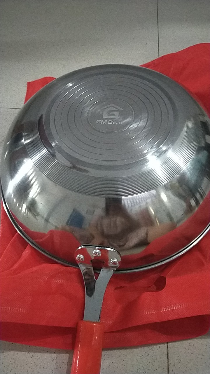 Gm Bear Wajan Wok Stainless Steel 32cm 1297 - Wajan Penggorengan Teflon Wok 32cm