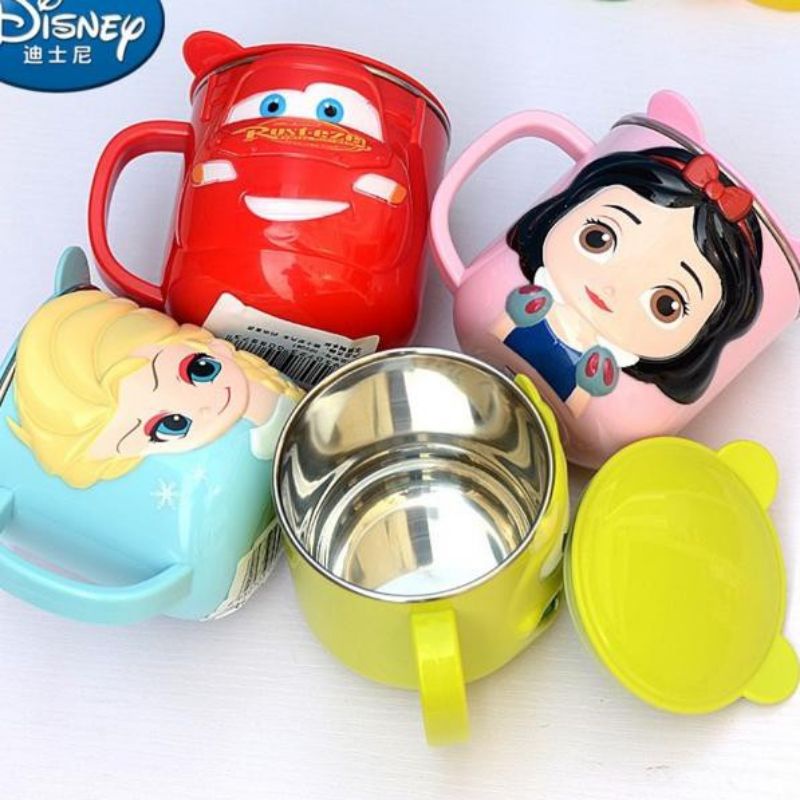 Gelas anak ada tutup stainless steel karakter kartun