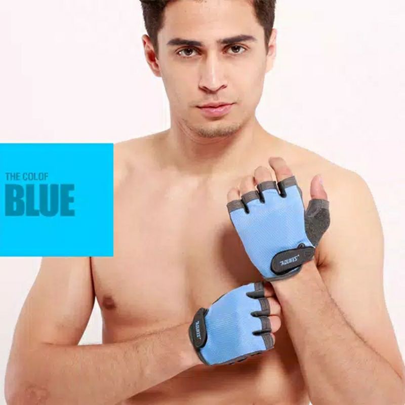 sarung tangan AOLIKES 112 half finger gloves gym fitness padding glove sport lifting weights