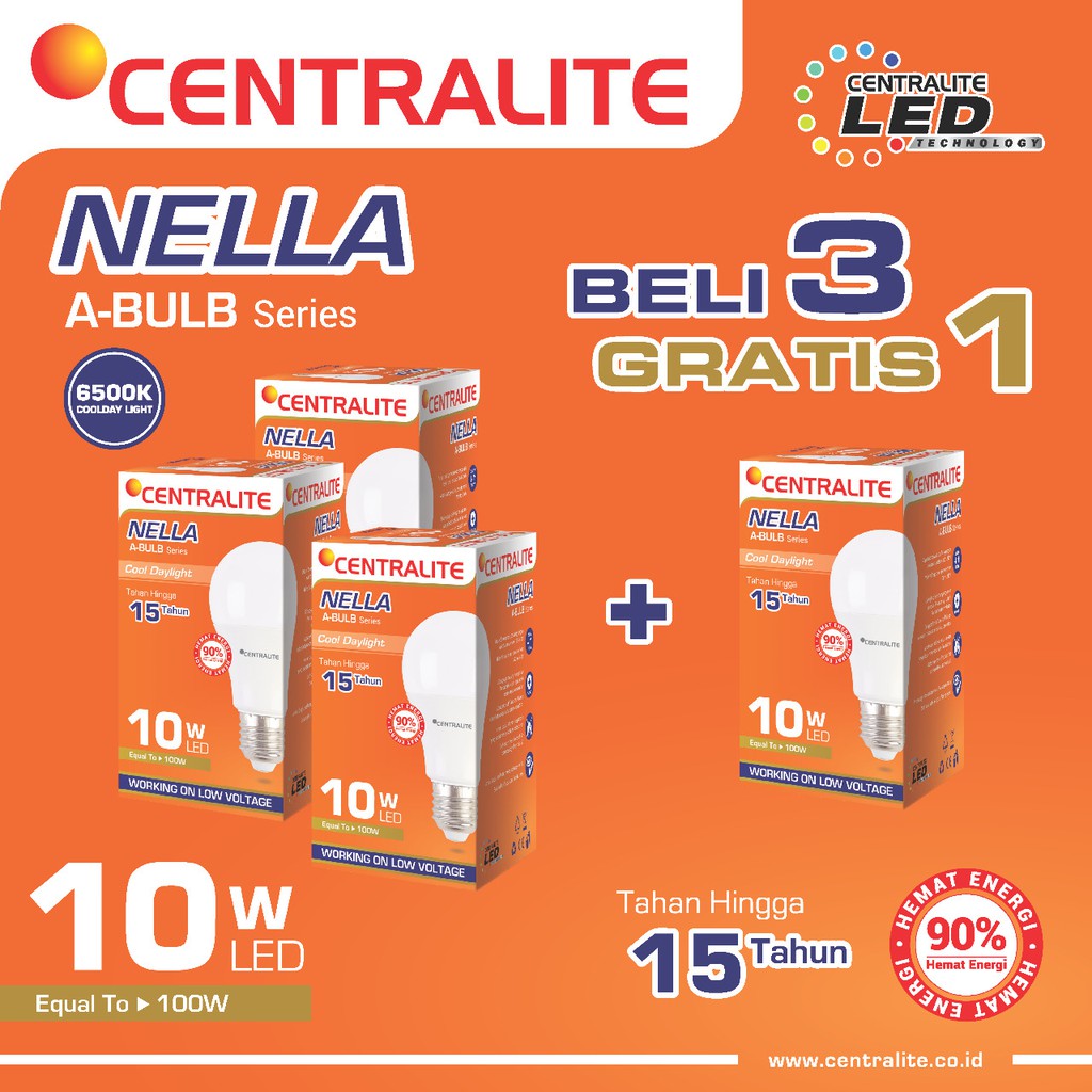 Paket 10W CD Putih Isi 4 Pcs CTL Nella Lampu Led Bulb Classic 10W CD Putih /Paket Bundling Lampu Led