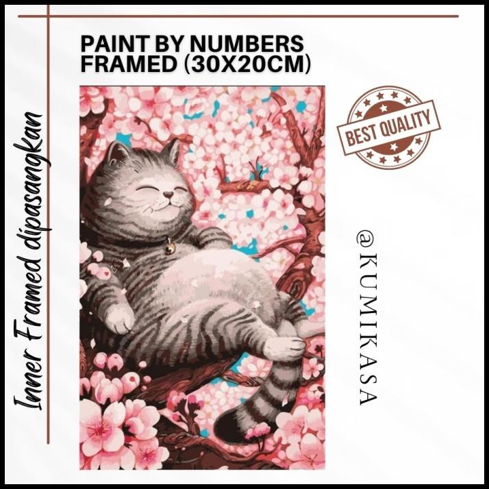 

Terbaru!!!! Diy Painting By Number 30X20 Kerajinan Tangan - Sakura Cat
