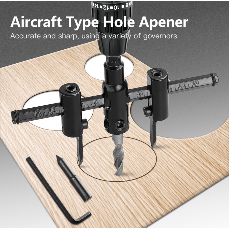 IKURA ACC201 Adjustable Circle Cutter 30-120 mm Hole Saw Mata Bor Kayu