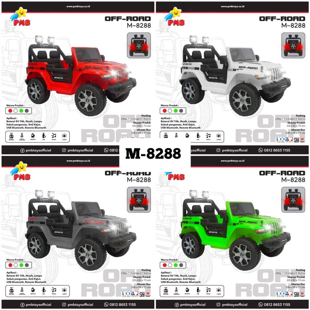 MOBIL AKI MAINAN ANAK JEEP OFF-ROAD PMB M-8288 M8288 M 8288