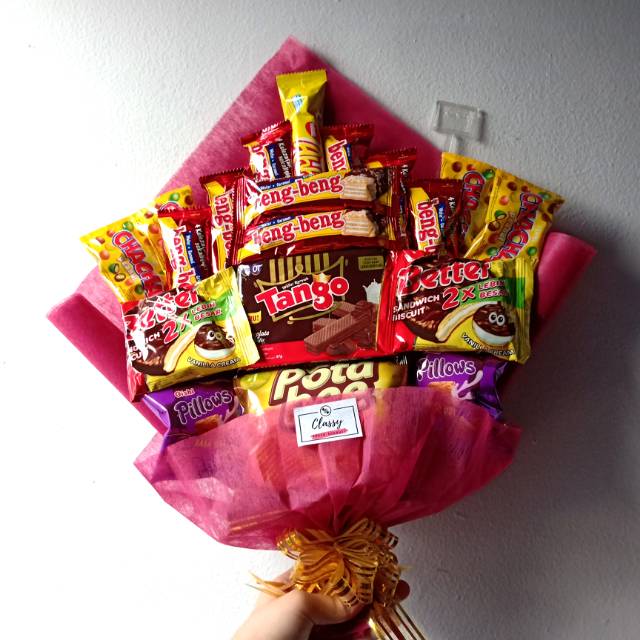 SNACK BOUQUET / BUKET BUCKET BUNGA SNACK JAJAN MAKANAN / HADIAH SIDANG