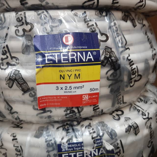 Kabel listrik kawat NYM 3 x 2.5 mm 3x2.5 mm eterna ecer per meter