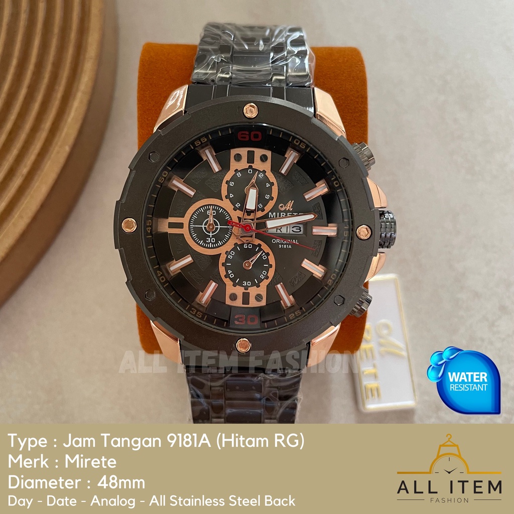 COD✅ Jam Tangan Rantai Pria Mirete Analog 9181A / Arloji / Watch / Tahan Air / Stainless Steel / Jam Tangan Laki Model Mewah