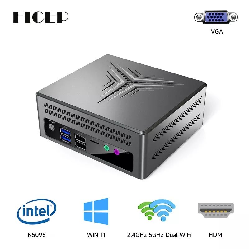 Mini PC JK01 Intel JasperLake N5095 WiFi HDMI VGA DP 4K Windows 11 Pro