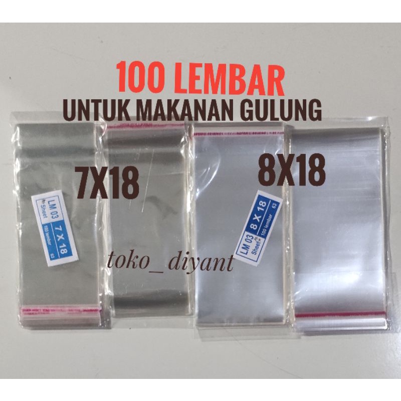 Plastik OPP ONE SHEET SELAPIS selembar-plastik risoles 6x18 6x15 7x18 8x18 9x20 10x20 isi 100 lembar tebal 03 mic- plastik lem seal untuk makanan gulung - plastik kue gulung