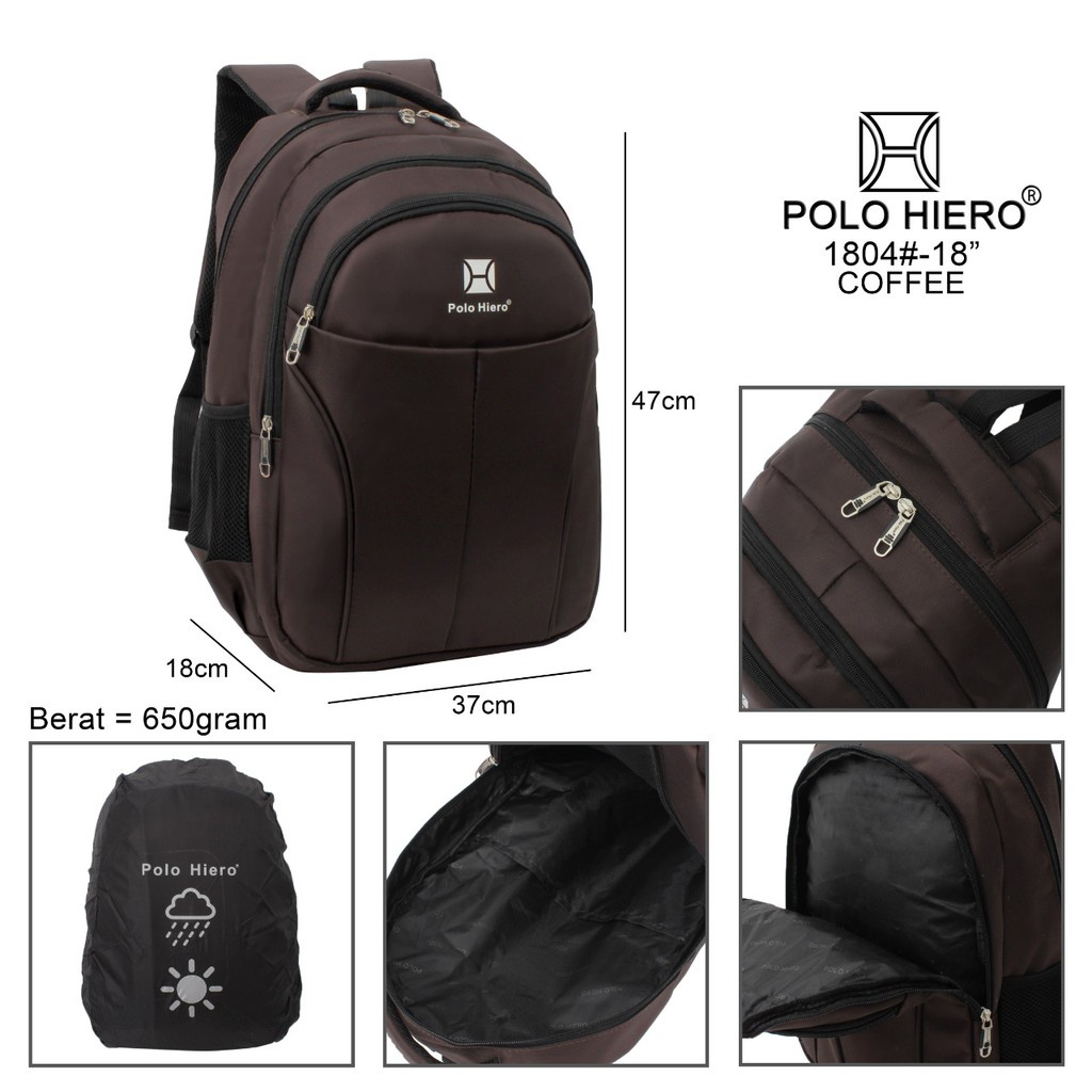 (RF) Ransel Fashion Polo Hiero 1804 Tas Ransel Backpack Import Tas Pria Punggung (Free Rain Cover)