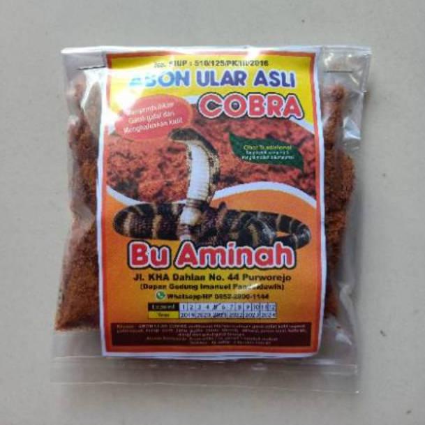 

(F-ESW ㊚>) ABON ULAR COBRA ASLI IBU AMINAH isi 50 gram||bisa cod