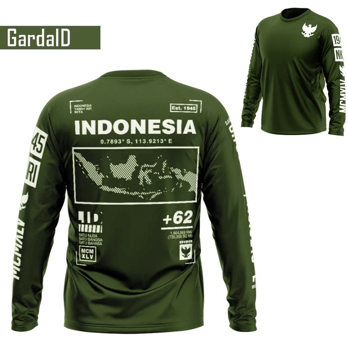 COD Baju Kaos Pria Gardaid Atasan Lengan Panjang Cowok Fashion Trendi - army, M atau L