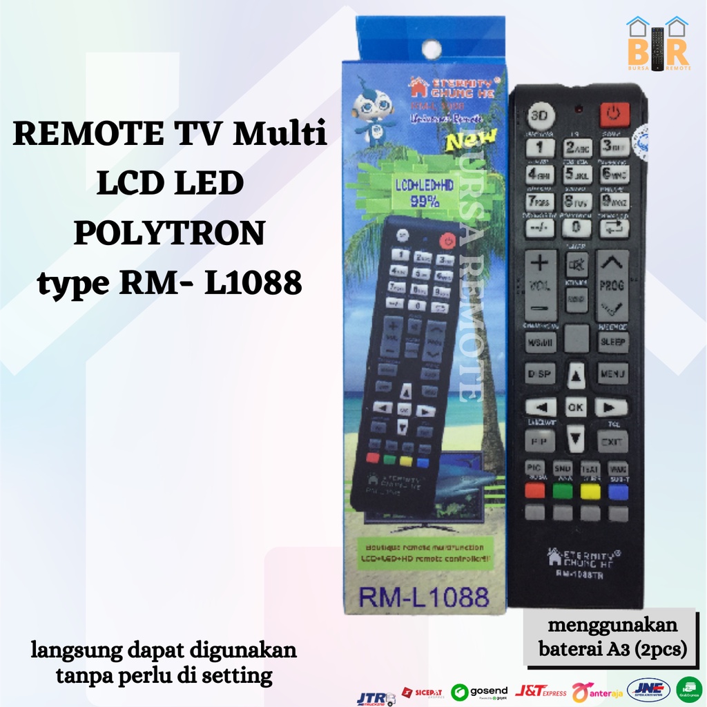 Remot / REMOTE TV POLYTRON MULTI LCD LED TIPE RM-L1088 / ECER DAN GROSIR