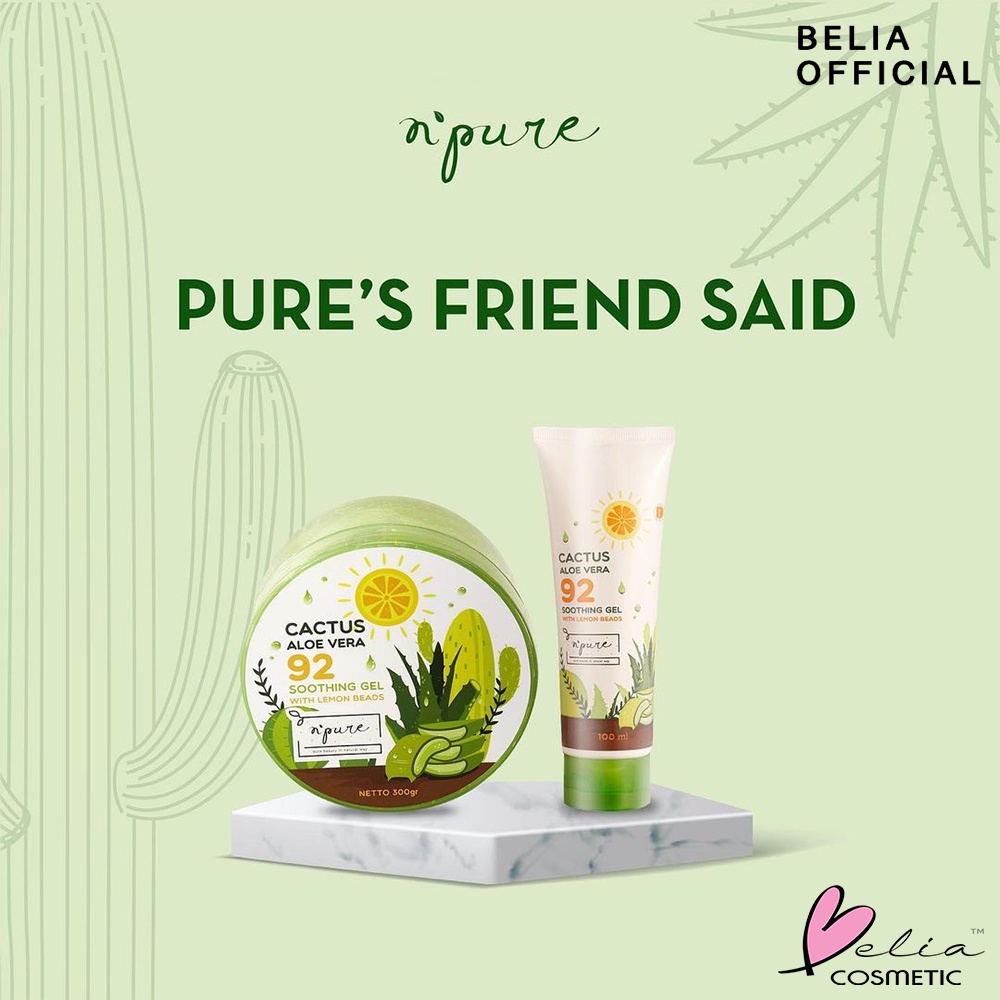 ❤ BELIA ❤ N'PURE Cactus + Cica + Licorice Series | Soothing Gel Series | Aloe Vera 100ml 300ml | Hand Gel | Sheet Mask | NPURE | BPOM