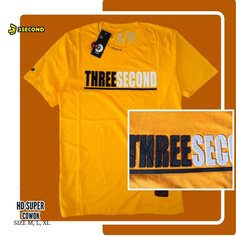 KAOS COWOK KAOS BRANDED KAOS THREESECOND KAOS PRIA PENDEK KAOS 3SECOND SABLON TIMBUL