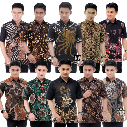 kemeja batik pria lengan pendek baju batik pria batik kantor seragam kerja ukuran reguler m.l.xl