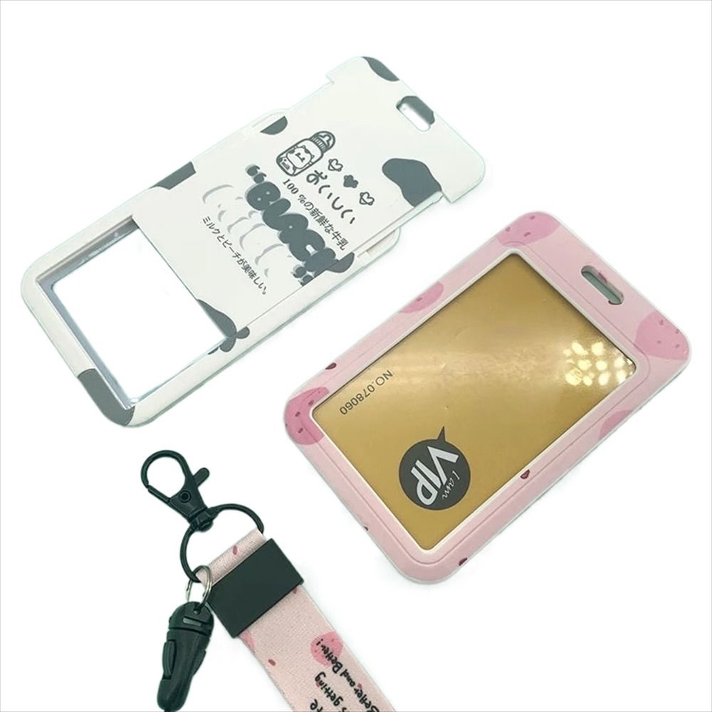 LANFY Badge Card Case Wanita Pria Mahasiswa Lanyard Strawberry Phone Tali Leher Badge Holder Karyawan Case Cover