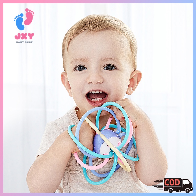 Mainan bayi Manhattan bola/Rattle teether bayi karet lembut L220