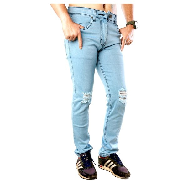 Q007R celana jeans panjang sobek lutut jeans repped prua celana levis robek pria
