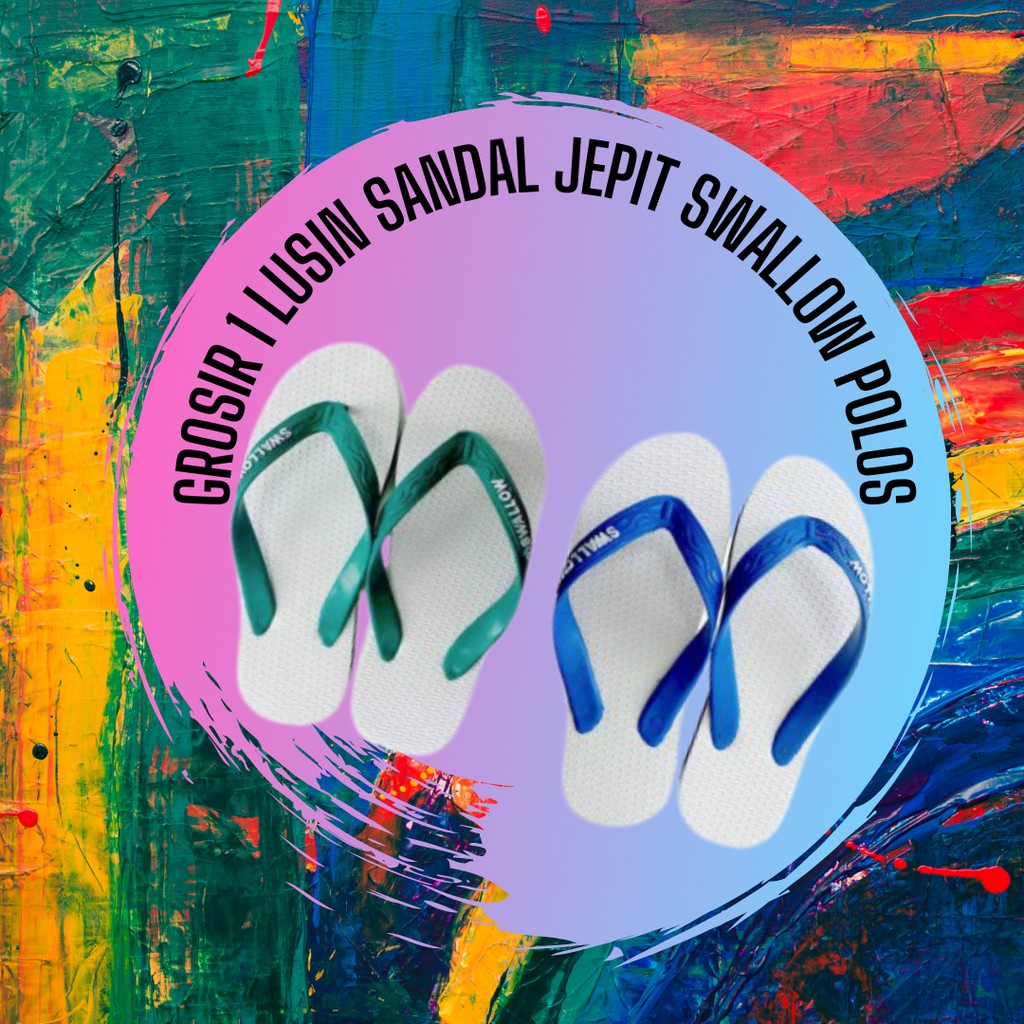 Swallow Grosir Sandal Jepit Murah 1 Lusin /Swallow/Polos no 9 - 10,5