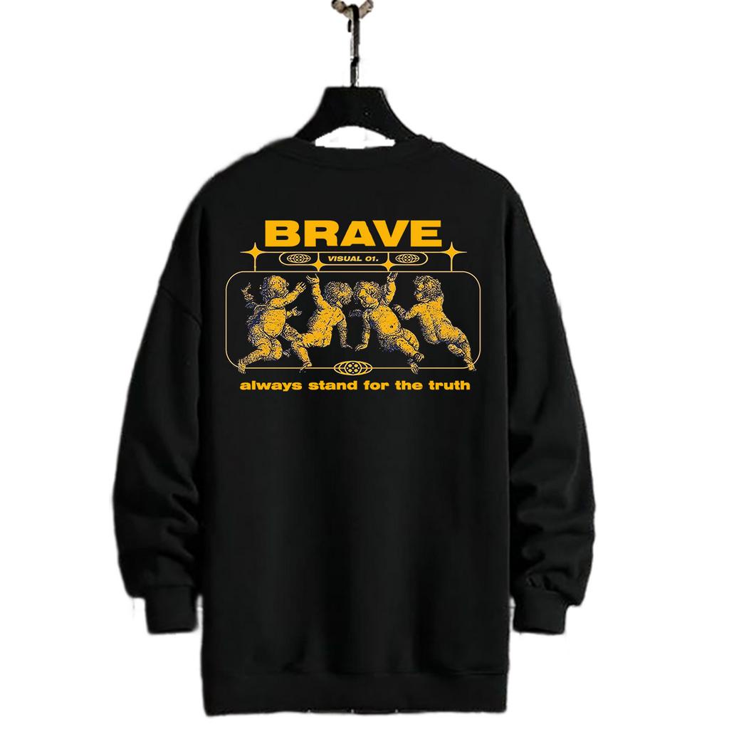 Sweater Pria BRAVE Crewneck terlaris Size L-XXL