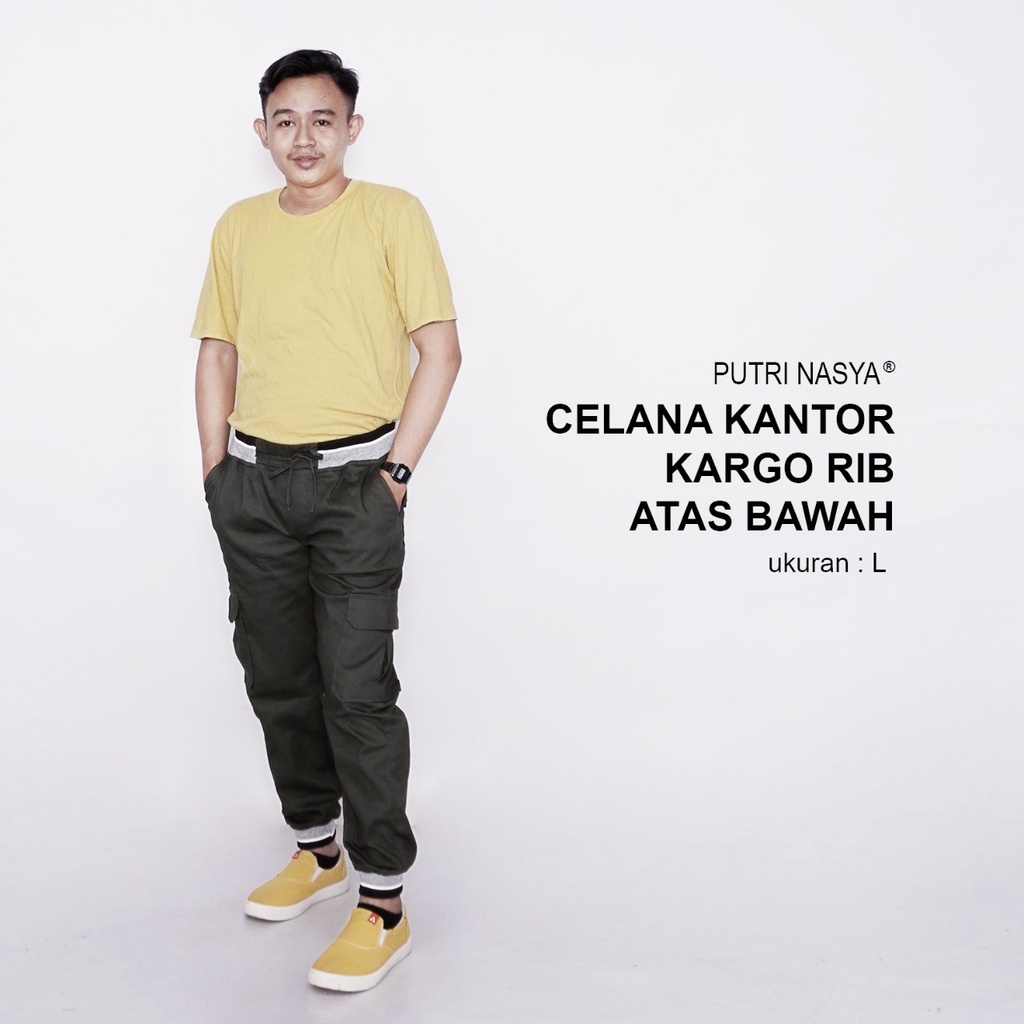 Celana Kerja Big Size Kargo Kantor Pria / Celana Jumbo Formal Kantor Bahan Katun / Celana Chino Jumbo Seragam Moca Capucino Cream Hitam Abu Navy Army Dark Brown / Celana Model Terbaru Bigsize S-M-L-XL-2L-3L Kekinian Trendy Kombinasi Big Keren