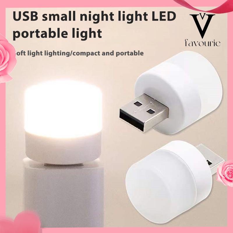 [COD]USB Plug Lamp Komputer Ponsel Lampu Pengisian Daya LED Pelindung Mata Lampu Baca Lampu Malam Bulat Kecil-FA