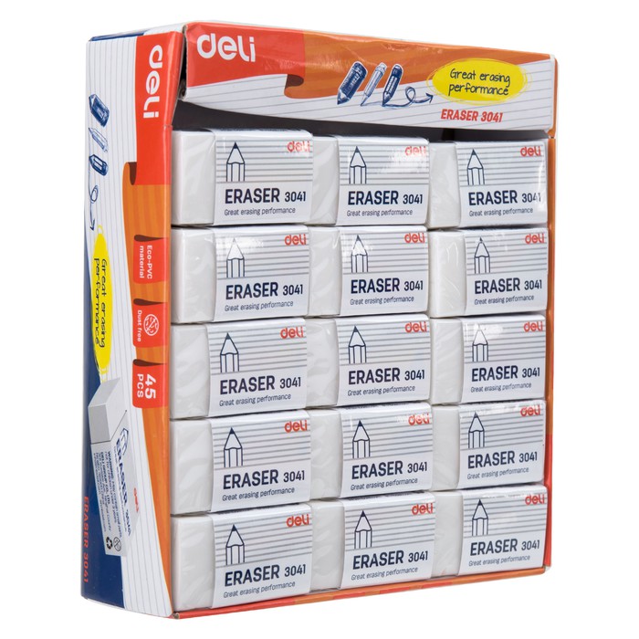 

TERBARU DELI E3041 ERASER/PENGHAPUS-ECOPVC ERASER 40Ã22Ã12MM SOFT 2B WHITE