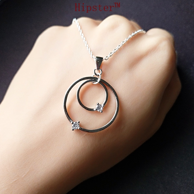 Hot Sale Simple Fashion All-Match Personalized Circle Double Ring Pendant Necklace