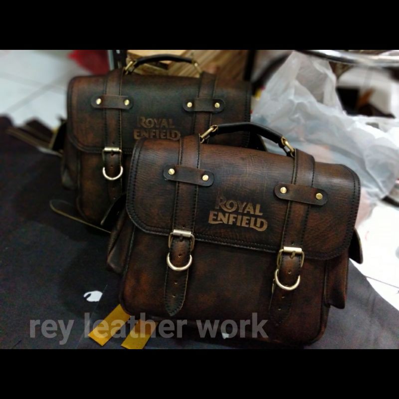 tas motor royal enfield leather sidebag royal enfield leather