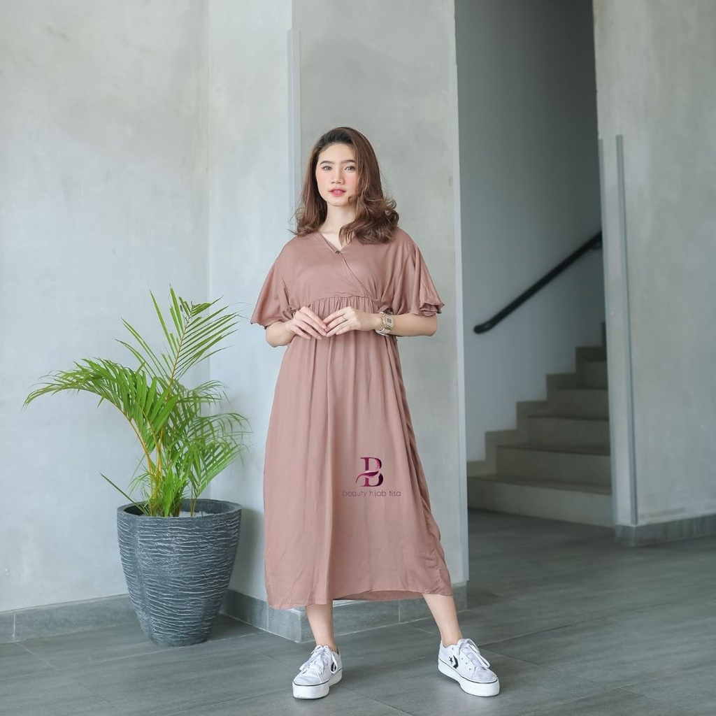 Daster Kimono Model Tangan Lonceng Polos Busui Dress kekinian Remaja Tali Samping Terbaru 2022 Rayon Premium Ukuran Jumbo Beautyhijab