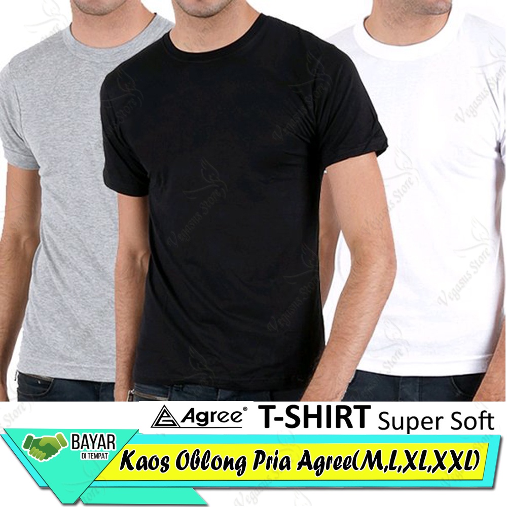 Kaos Oblong Pria Agree/Kaos Dalam SInglet Pria/Body Shirt/T-Shirt Comfort Super Cool (M,L,XL,XXL)